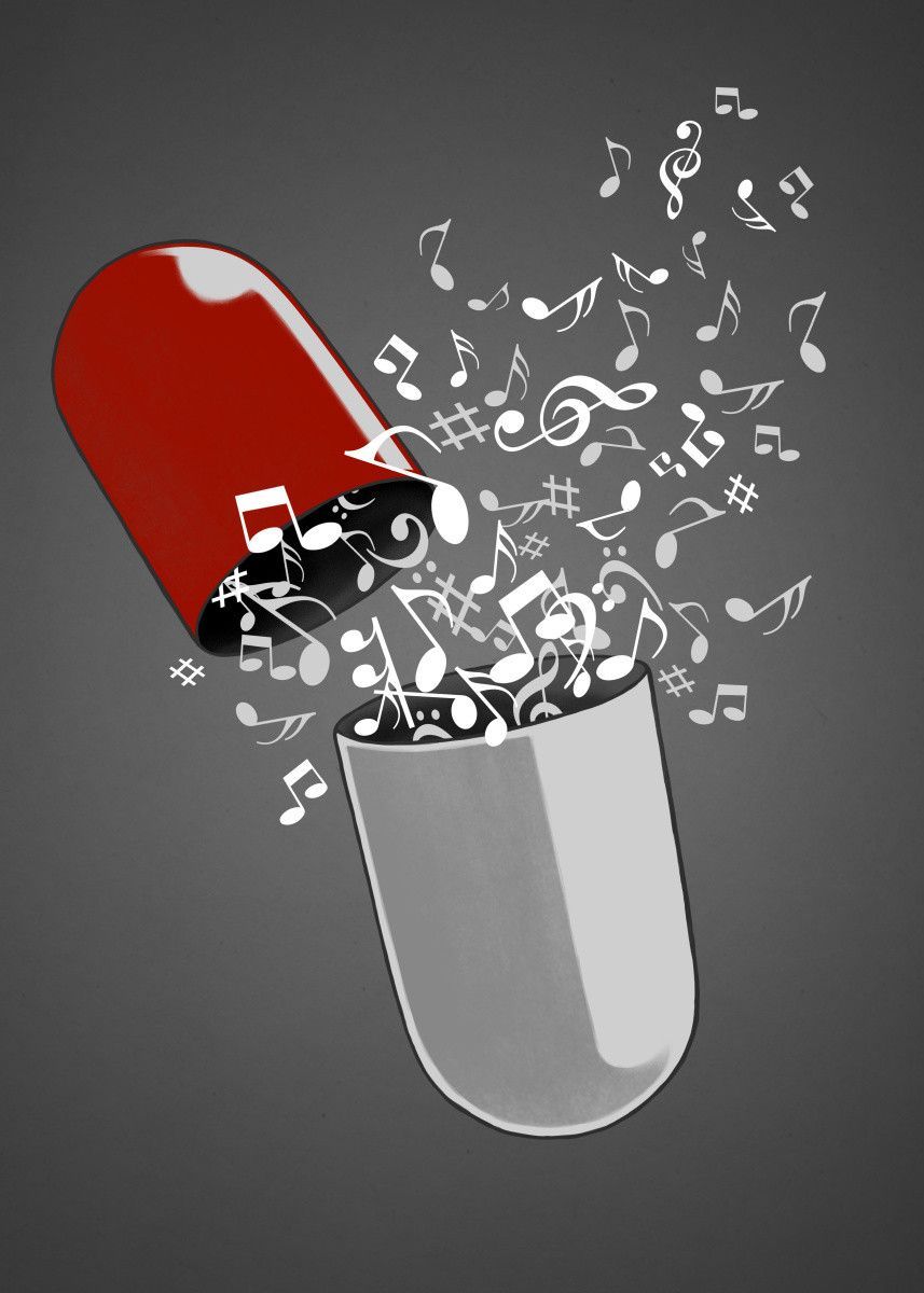 'Music Pill' Metal Poster Print - Angrymonk  _.jpg
