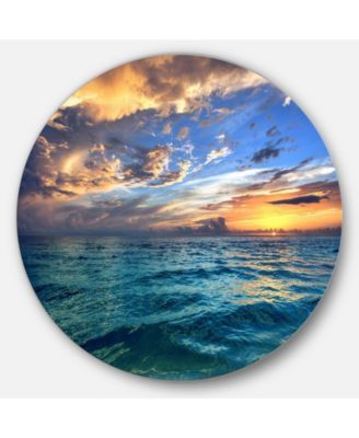 Design Art Designart 'Exotic Tropical Beach At Sunset' Seashore Metal Circle Wall Art - 23.jpeg