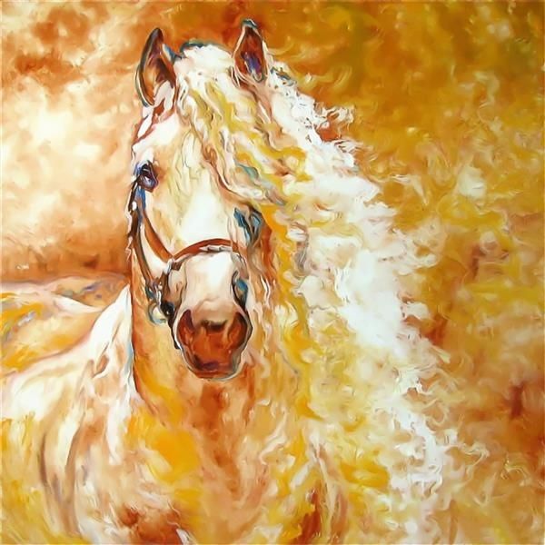 393124-تابلو-نقاشی-اسب-سفید-با-یال-های-بلند-با-رنگ-های-گرم-و-زیبا.jpg